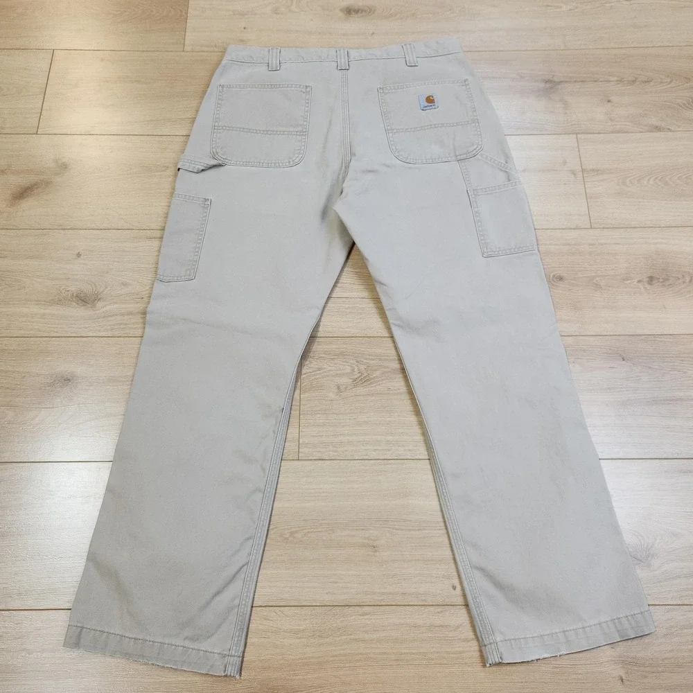 Carhartt Pants Mens 36x30 Beige‎ Carpenter Relaxed Fit Workwear Casual B324